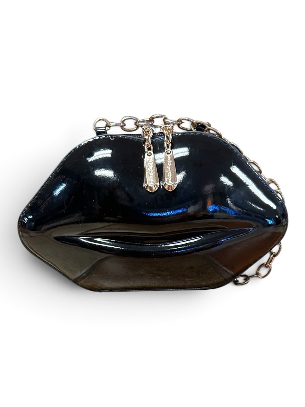 Betsey Johnson Black Patent Lip-Shaped Bag - Picture 2 of 7